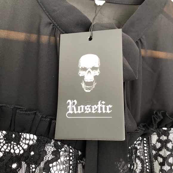 ROSETIC Black long sleeve lace dress, knee length - Picture 2 of 5